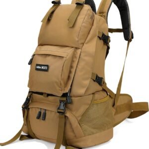 INOXTO 40L Hiking Backpack with Waterproof Rain Cover, Khaki, Unisex