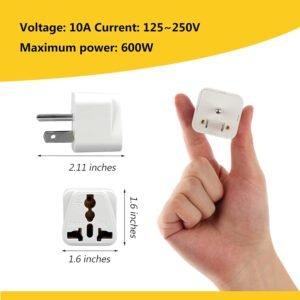 4 Pack Universal Adapter, Europe to US Plug Travel Adapters (White)