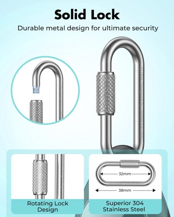 UNBREAKcable Holder for Apple AirTag -4-Pack–[Easy to Install] [All-Round Protection][Anti-Scratch] Heavy-Duty 304 Stainless Steel Keychain with Durable TPU Case for Backpacks/Pets/Luggage - Image 5