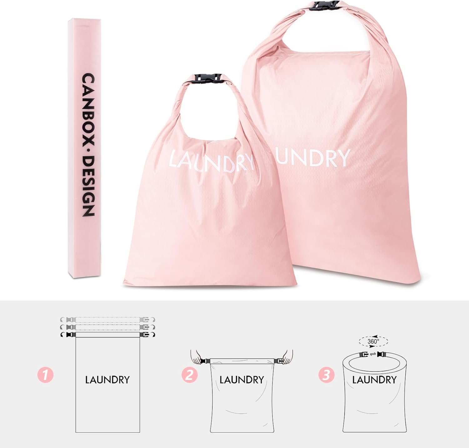 2 Pack Travel Laundry Bag, Nylon Washing Bags for Laundry, Roll Top Wet Dry Bag for Swimming Yoga Bathing Suit Workout, Dirty Clothes Storage Organiser - Image 6