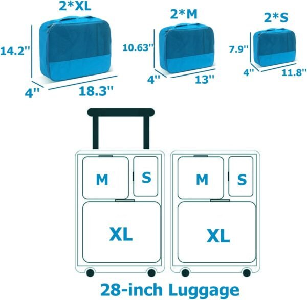 DoubleTrip Extra Large Packing Cubes for Travel Suitcase Organizer - Fit 28inch Luggage Set of 6 with 3 Sizes Travel Cubes Space Saver Baggage Bag - Image 3