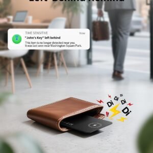 Air-Tag Bluetooth Tracker for Apple Find My, Air Tag Key Finder Rechargeable (iOS Only) iPhone Smart Wallet Tracker Card, Worldwide Tracking for Bags, Passport [Apple MFi Certified]