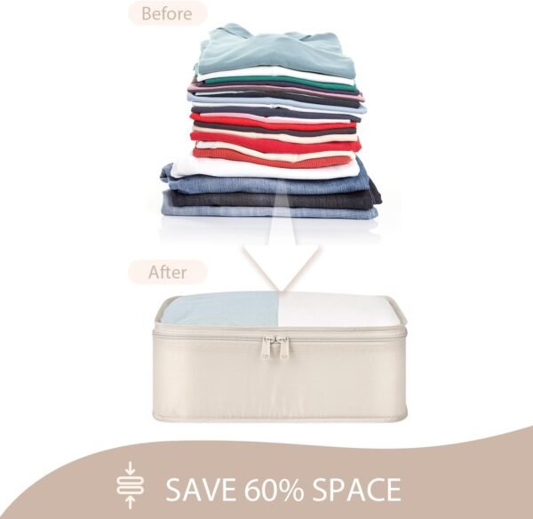 DIMJ Packing Cubes for Travel - 8 Pcs Lightweight Travel Cubes for Packing, Mesh Travel Packing Cubes Travel Packing Organizers with Large Toiletries Bag (Beige) - Image 6