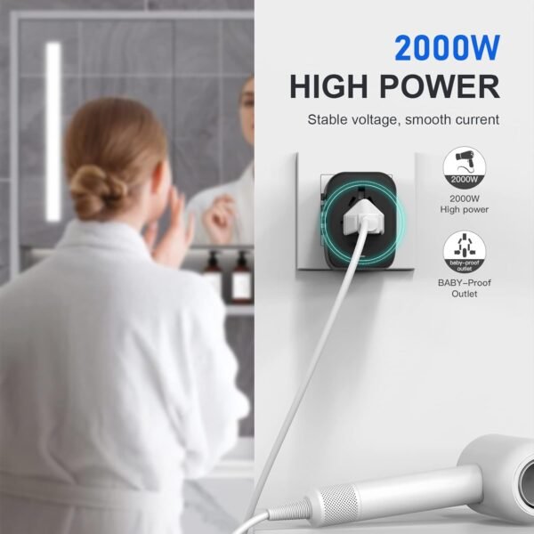 Universal International Power Travel Plug Adapter, 5 in 1 European Travel Plug Adapter W/ 3.5A 2xUSB-A and 2xUSB C Wall Charger and Worldwide AC Outlet for Europe USA UK AUS Asia - Image 6