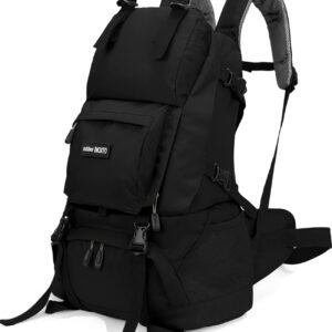 INOXTO 40L Hiking Backpack, Camping Backpack with Waterproof Rain Cover for Men, Outdoor Sport Travel Daypack for Climbing (Black)