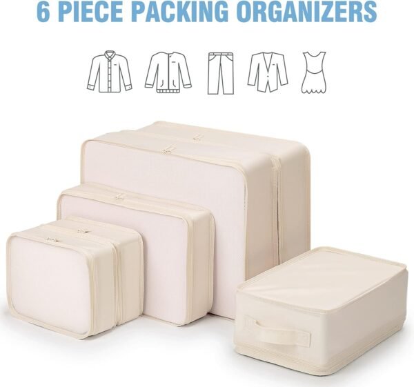 Mossio 6 Set Packing Cubes with Shoe Bag - Lightweight Travel Luggage Suitcase Organizers - Image 4