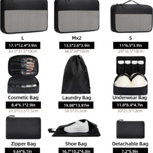 BAGAIL 8 Set/9 Set Packing Cubes Luggage Packing Organizer for Travel, Suitcase Packing Bags for Travel Accessories