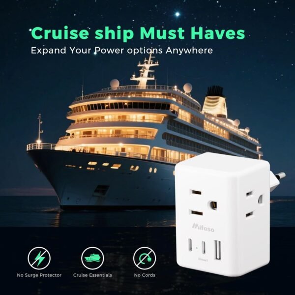 2 Pack European Travel Plug Adapter, Mifaso International Power Plug Adapter with 3 Outlets 3 USB Charging Ports(2 USB C), Type C Plug Adapter Europe Travel Essentials to Spain Italy France - Image 7