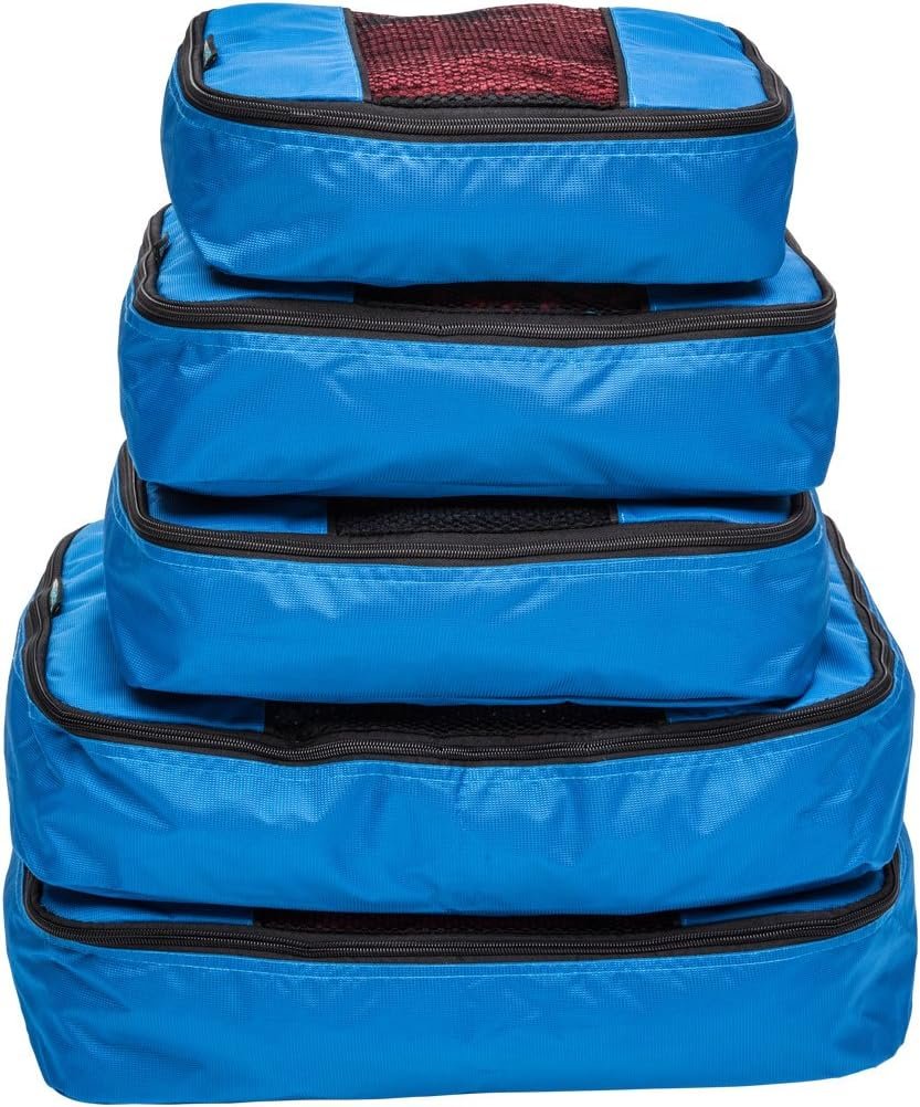 TravelWise Luggage Packing Organization Cubes 5 Pack, Blue, 2 Small, 2 Medium, 1 Large - Image 2