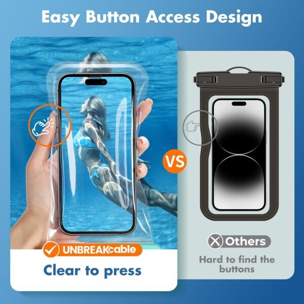 UNBREAKcable Waterproof Phone Pouch-2 Pack IPX8 Waterproof Phone Case for iPhone 16 15 14 13 12 11 Pro Max & Samsung S25 S24-Dry Bag & Travel Essentials for Beach, Pool, Kayak & Cruise-7" Blue+Green - Image 6