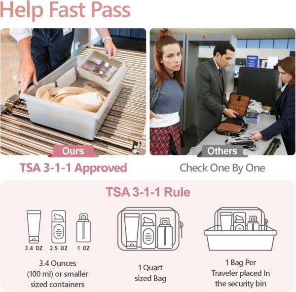PACKISM TSA Approved Toiletry Bag - Upgrade Color-Edged Clear Makeup Bags, Clear Toiletry Bags For Traveling Fits Various Storage Needs - Image 7