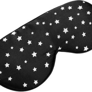 ALASKA BEAR Natural Silk Sleep Mask, Super Smooth Eye Mask (Black Stars)
