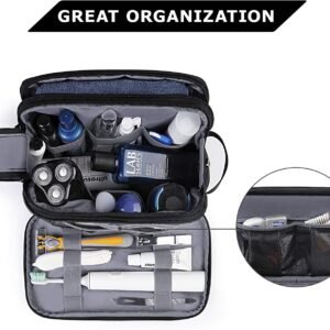 BAGSMART Toiletry Bag for Men, Travel Toiletry Organizer Dopp Kit Water-resistant Shaving Bag for Toiletries Accessories, Door Room Essentials, Black-medium