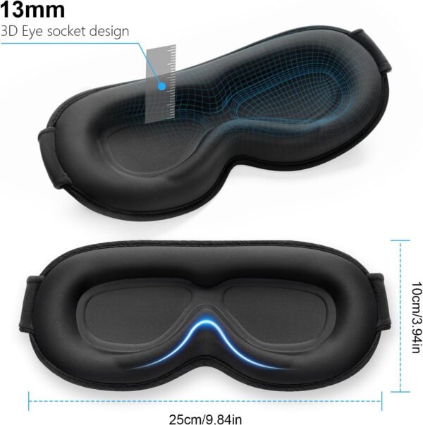 Gritin 100% Blackout Sleep Eye Mask for Women Men, Zero Pressure Sleeping Mask - Ergonomic Design 3D Cutout Eye Movement and Eyelash Friendly Night Blindfold, Ultra Soft Comfortable for Sleeping - Image 9