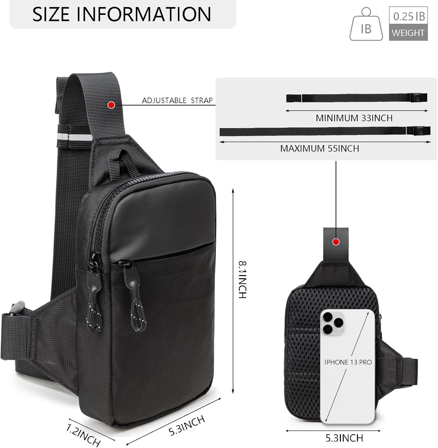 Mini Sling Bag for Men Women, Waterproof Utility Crossbody Backpack Chest Bag for Hiking Travel Sports Running - Image 3