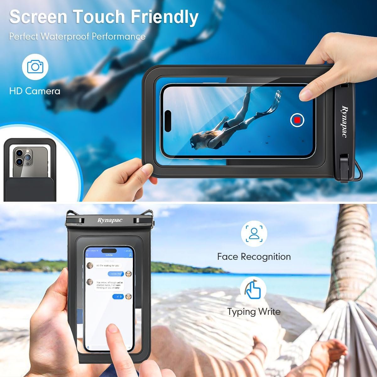 Double Space Waterproof Phone Pouch, 2 Pack Waterproof Phone Case with Lanyard for iPhone 16 15 14 Pro Max up to 8.5’’, Cellphone Dry Bag for Beach Vacation Travel Cruise Essentials - Image 5