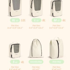 BAGSMART Compression Packing Cubes for Travel, 6 Set/4 Set Packing Cubes for Suitcases, Compression Suitcase Organizer Bags Set for Travel Essentials, Lightweight Packing Organizers