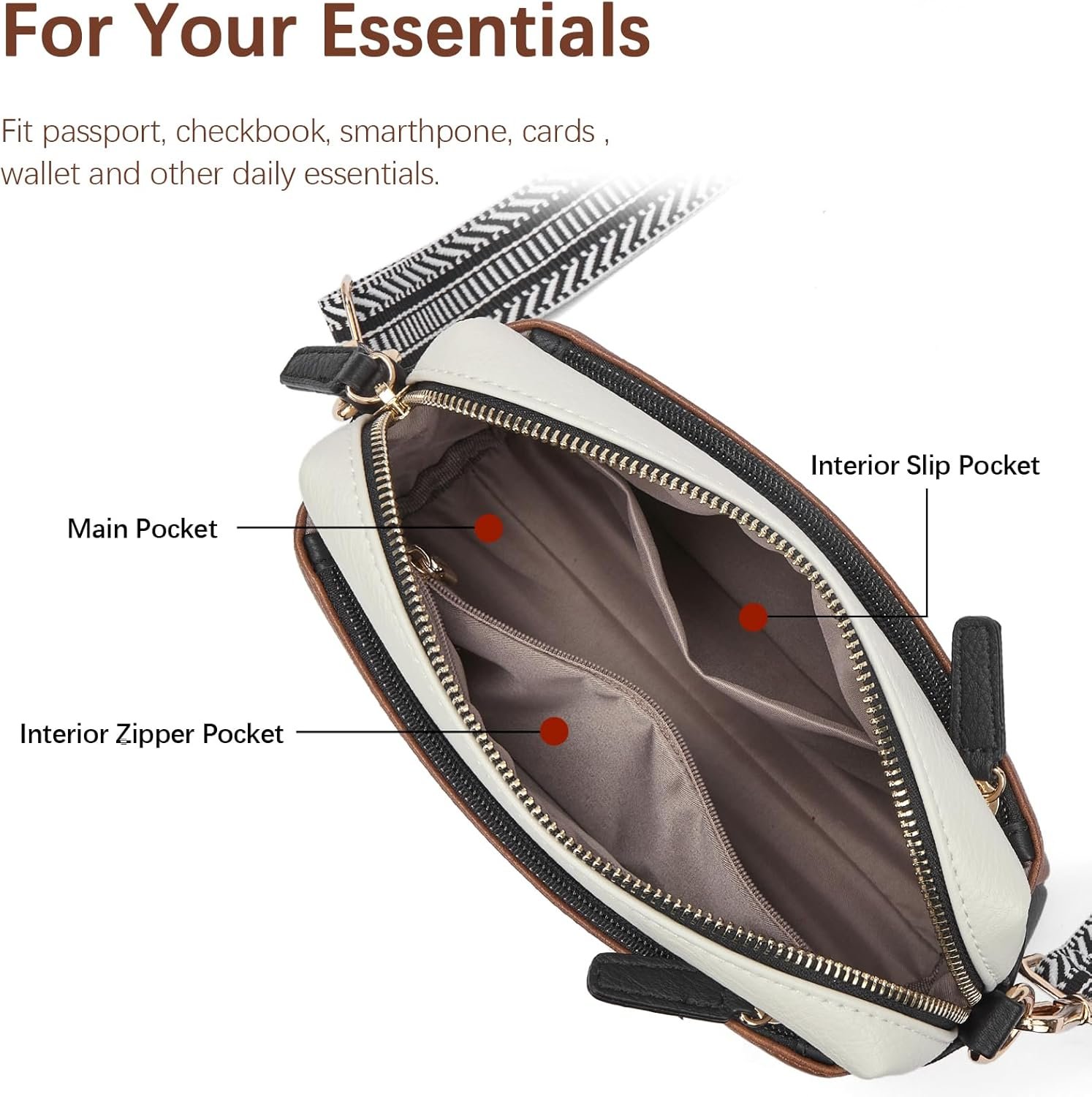 BOSTANTEN Small Crossbody Purse for Women Triple Zip Cell Phone Leather Handbag with Colored Shoulder Strap - Image 5