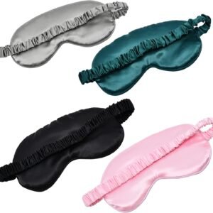 Sleep Mask 4 Pack Silk Eye Cover Soft Satin Blindfold Elastic Strap Night Eyeshade Travel Nap for Women Men