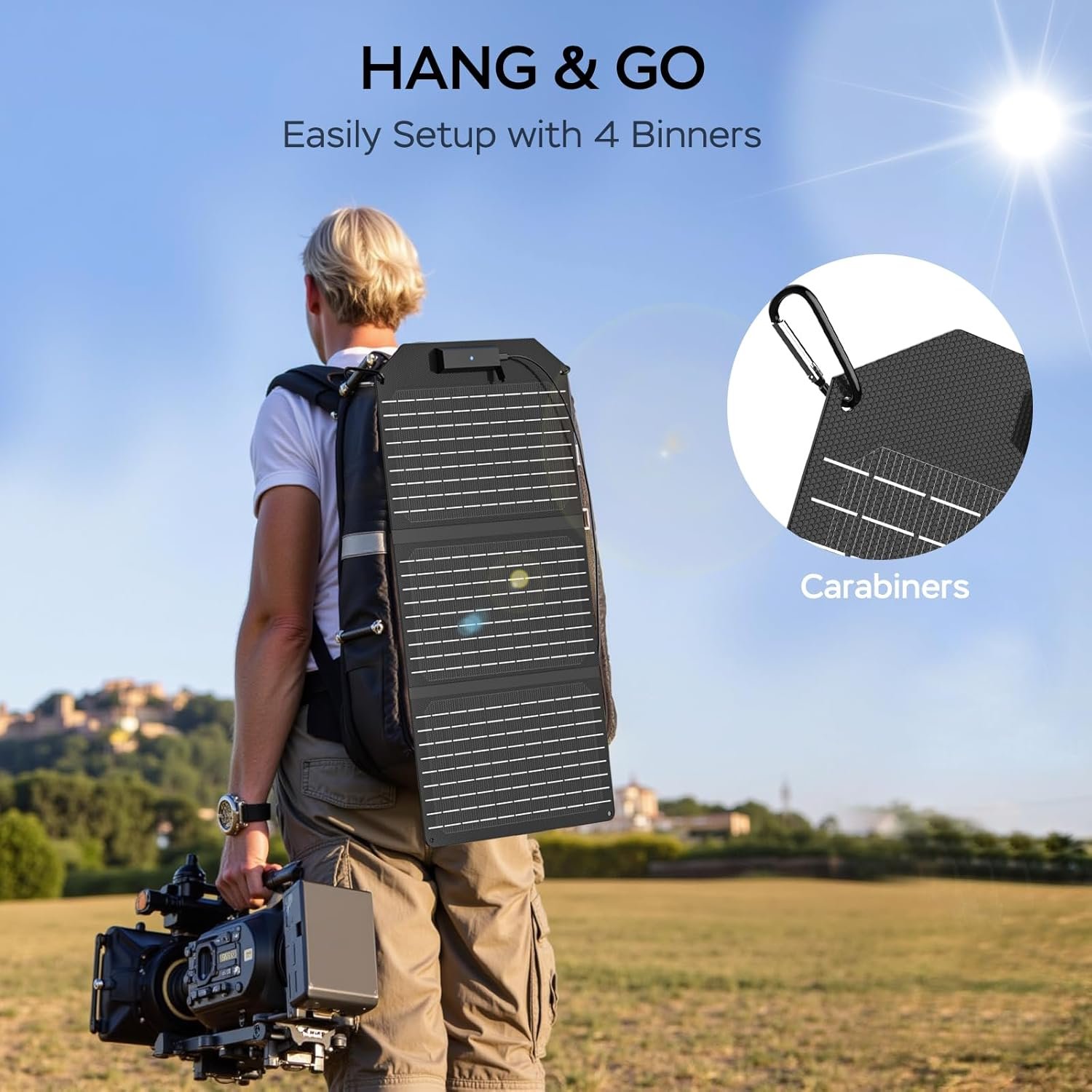 MARBERO 30W Solar Charger >23% High Efficiency Foldable Portable Solar Panel for Power Station Phones Tablets 2 USB Ports & DC Fast Charging IP65 Waterproof for Camping Outdoor Backpacking Cloudy - Image 4