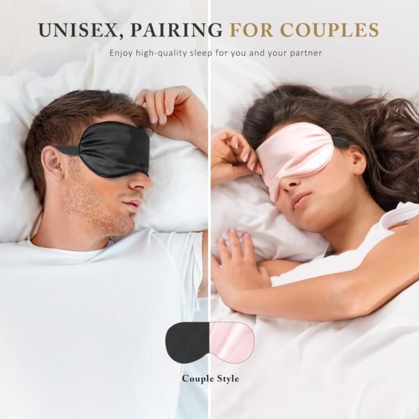 Eye Mask for Sleeping,3 Pack Silk Sleep Masks for Women Men-Blindfold for Travel on Airplane,100% Pure Silk Eye Mask for Sleep with Adjustable Strip - Image 6