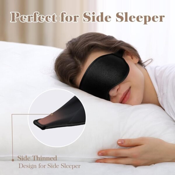 3D Cooling Eye Mask Sleep Mask for Men & Women, 100% Pressure-Free & Light Block-Out Eye Mask for Sleep with Easy Adjustable Strap, Night Eye Cover for Travel, Black - Image 7