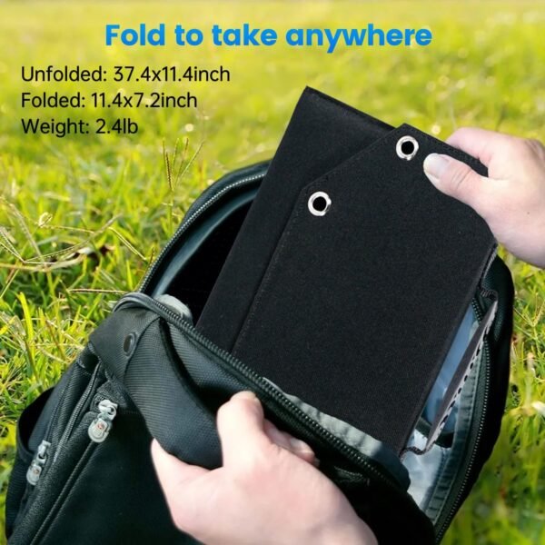 Portable Solar Panel 35W Mobile Phone Solar Charger with Dual USB Outputs Waterproof Smartphones Battery Charger Foldable Solar Charging Panel for Camping, Hiking and Outdoor Trip (Black) - Image 3