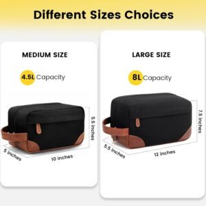 Vorspack Toiletry Bag Hanging Dopp Kit for Men Water Resistant Canvas Shaving Bag with Large Capacity for Travel- Black