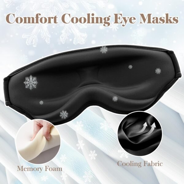 3D Cooling Eye Mask Sleep Mask for Men & Women, 100% Pressure-Free & Light Block-Out Eye Mask for Sleep with Easy Adjustable Strap, Night Eye Cover for Travel, Black - Image 5