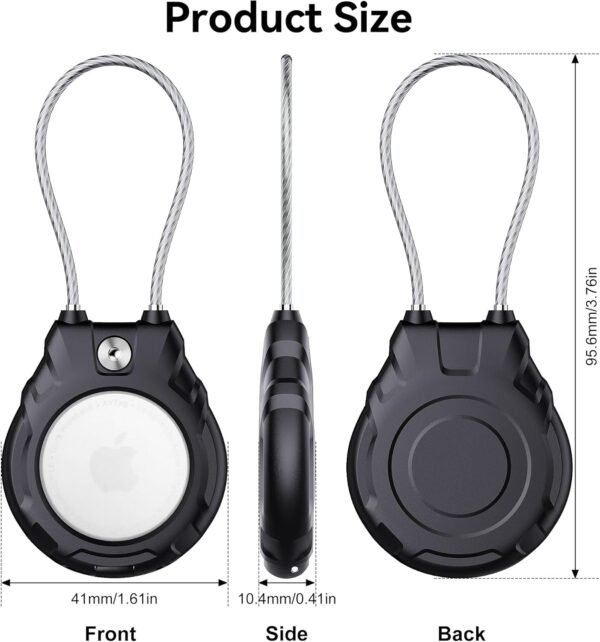 for Airtag Holder with Wire Cable, 4 Pack Ultra-Durable Lockable Case for Apple AirTag, Waterproof Keychain Holder for Luggage, Keys, Backpacks, Cars, Bags, and Kids - Image 2