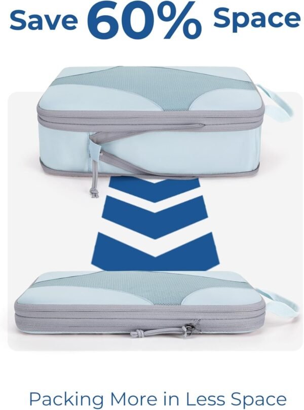 BAGSMART Compression Packing Cubes for Travel, Compressible Luggage Organizer for Cruise Ship, Lightweight Travel Essentials 6-Pack 1L+2M+2S+1Shoe Bag - Image 4