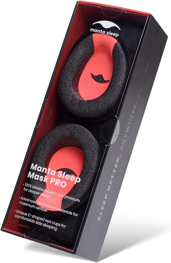 Manta Pro Sleep Mask - 100% Light Blocking Sleep Mask for Side Sleepers, Breathable and Comfortable, Spacious & Zero Pressure for Long Lashes, Perfect for Sleep/Travel/Nap/Shift Work - Image 9