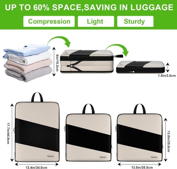 Compression Packing Cubes for Suitcases, UNTIFUL 6 Set Travel Organizer Cubes for Travel Essentials - Image 4