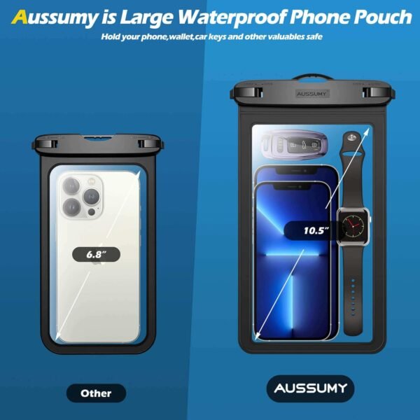 4 Pack 10.5“ Large Waterproof Phone Pouch - Underwater Clear Cell Holder - Universal Water Proof Dry Bag with Neck Lanyard for iPhone 16 Pro Max Samsung Galaxy with Heavy Case for Beach Swimming Pool - Image 2