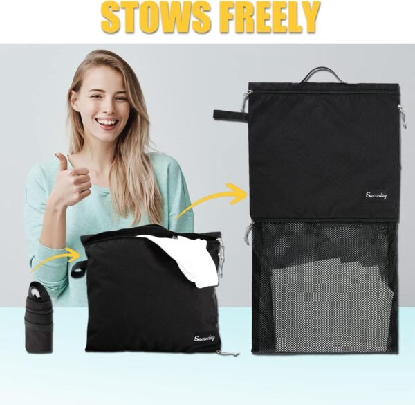 Dirty Laundry Bag for Traveling-Mesh Laundry Bags XL Travel Gym Healthcare Workers Laundry Sports Fitness Swimwear Camping Portable Wash Bag XL (Black) - Image 5