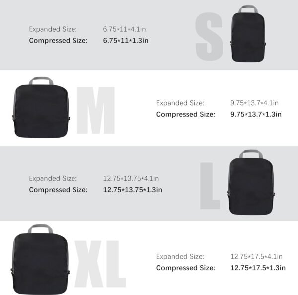 4 Set Compression Packing Cubes Travel - Travel Accessories Expandable Packing Organizers for Carry On - Essentials Luggage Bags - Image 5