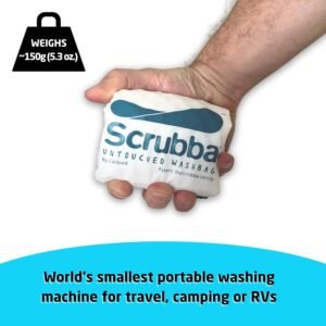 Scrubba Untouched Wash Bag – Portable Washing Machine – Eco-Friendly Manual Washing Machine for Travel, Camping, Baby Clothes – Travel Essentials, Gift – use with Laundry Detergent, & Sheets – 5.3 oz.
