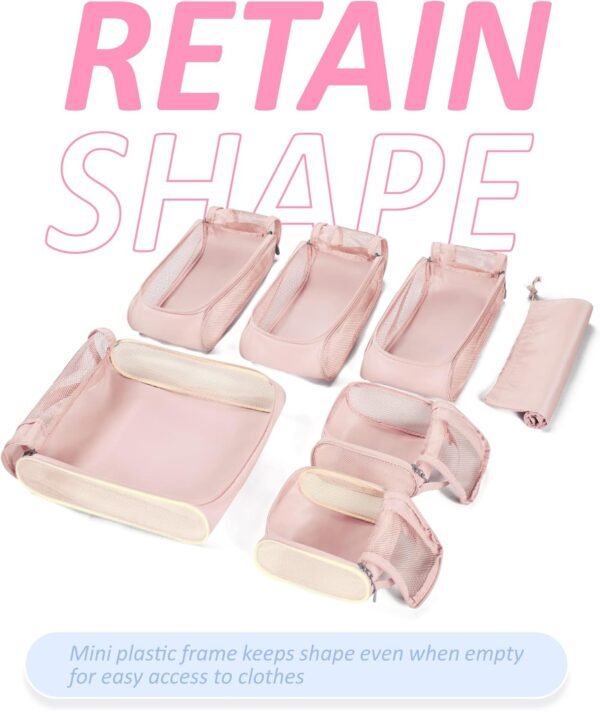 BAGSMART Keep Shape Packing Cubes, 7 Set for Travel, Lightweight Cubes, Suitcase Organizer Bags Set for Essentials - Image 5