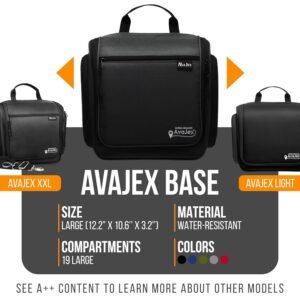 Travel Toiletry Bag for Men and Women – Large Hanging Toiletry Organizer – Waterproof Hygiene Bag with Metal XXL Swivel Hook, with YKK Zippers and 19 Compartments for Toiletries, Makeup, Cosmetics