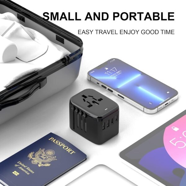 Universal International Power Travel Plug Adapter, 5 in 1 European Travel Plug Adapter W/ 3.5A 2xUSB-A and 2xUSB C Wall Charger and Worldwide AC Outlet for Europe USA UK AUS Asia - Image 5