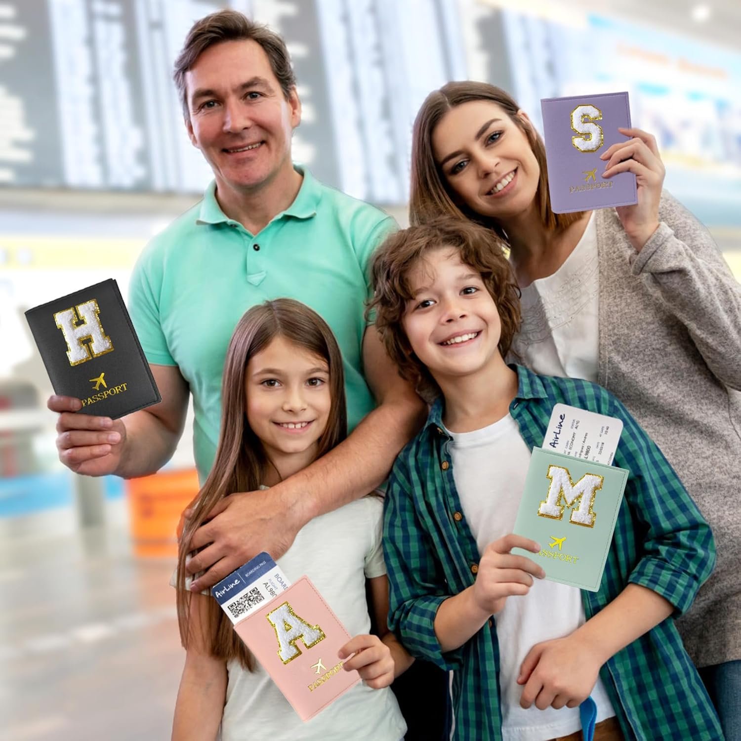 COSHAYSOO Pink Passport Cover Book Holder Travel Luggage Tag Set for Women Teen Girls with Initial Monogram Letter, Cute Airplane Essentials Personalized Cruise Accessories Trip Favor Gifts A - Image 6