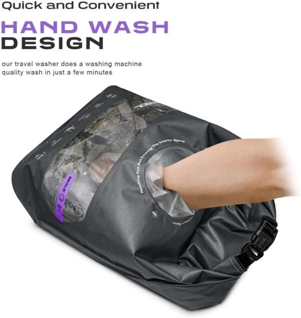Wash Bag for Travel,Portable Washing Machine - Lightweight Manual Portable Washing Kit, Waterproof Clothes Scrubbing Bag - Image 5