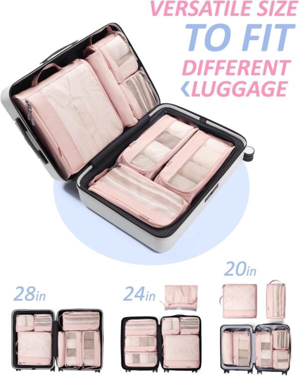 BAGSMART Keep Shape Packing Cubes, 7 Set for Travel, Lightweight Cubes, Suitcase Organizer Bags Set for Essentials - Image 3