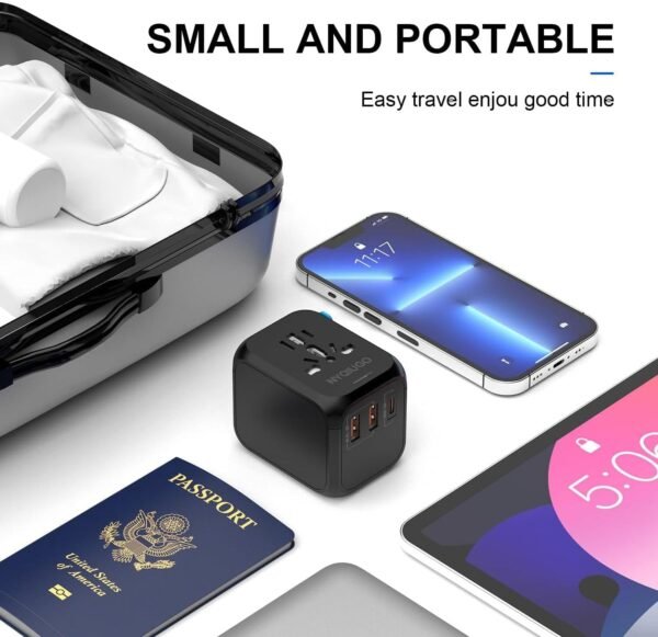 NYQIUGO Universal International Power Travel Plug Adapter with 3 USB Ports (1 USB C), Worldwide Plug Adaptor Wall Charger for USA to Europe UK France Germany Spain Ireland Australia (Type C/G/A/I) - Image 9