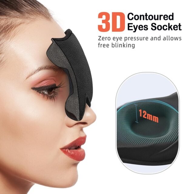 LitBear Sleep Mask for Side Sleeper Women Men, Eye Mask for Sleeping Light Blocking, 3D Contoured Cup Sleeping Mask, Soft Breathable Sleep Eye Mask with Adjustable Elastic Strap for Flight Nap - Image 4