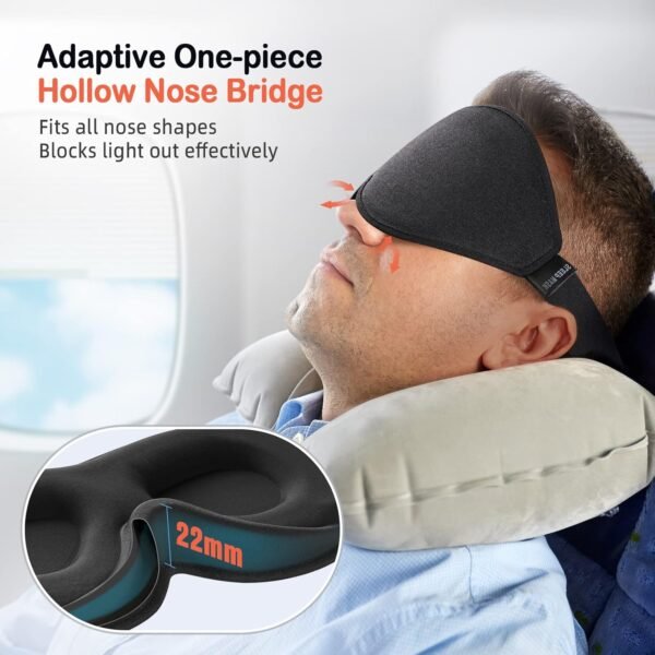 LitBear Sleep Mask for Side Sleeper Women Men, Eye Mask for Sleeping Light Blocking, 3D Contoured Cup Sleeping Mask, Soft Breathable Sleep Eye Mask with Adjustable Elastic Strap for Flight Nap - Image 3