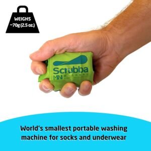 Scrubba Wash Bag MINI Ultra-Compact Washing Machine – Ideal for Travel, Camping & Hiking | Portable Washer & Dry Bag, 50% smaller than original Scrubba