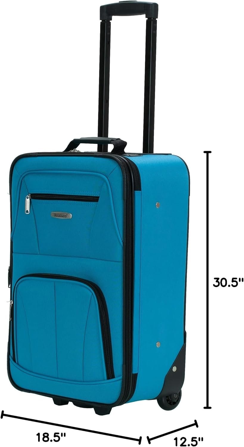 Rockland Journey Softside Upright Luggage Set,Expandable, Turquoise, 4-Piece (14/19/24/28) - Image 7