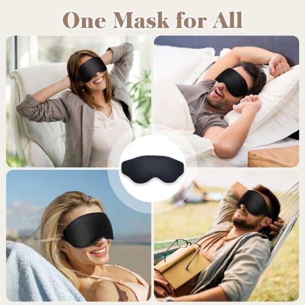 3D Cooling Eye Mask Sleep Mask for Men & Women, 100% Pressure-Free & Light Block-Out Eye Mask for Sleep with Easy Adjustable Strap, Night Eye Cover for Travel, Black - Image 8