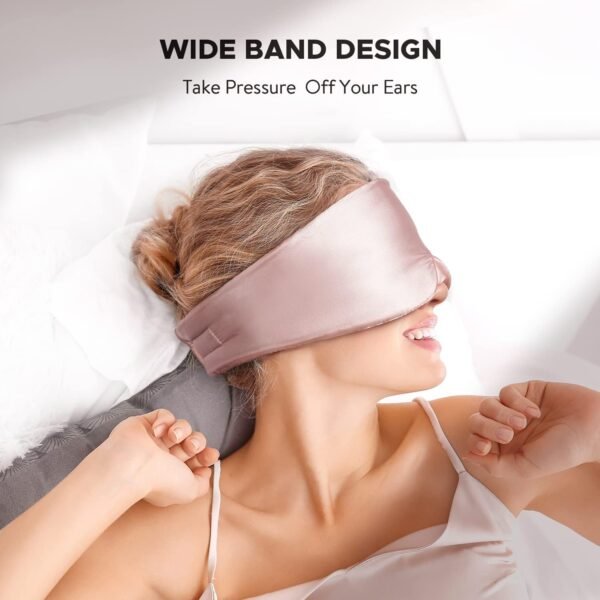 LitBear Silk Sleep Mask for Side Sleeper, Eye Mask Sleeping for Women Men 100% 22 Momme Pure Mulberry Silk, Face-Hugging Padded Eye Cover for Sleeping with Adjustable Band (Pink) - Image 4